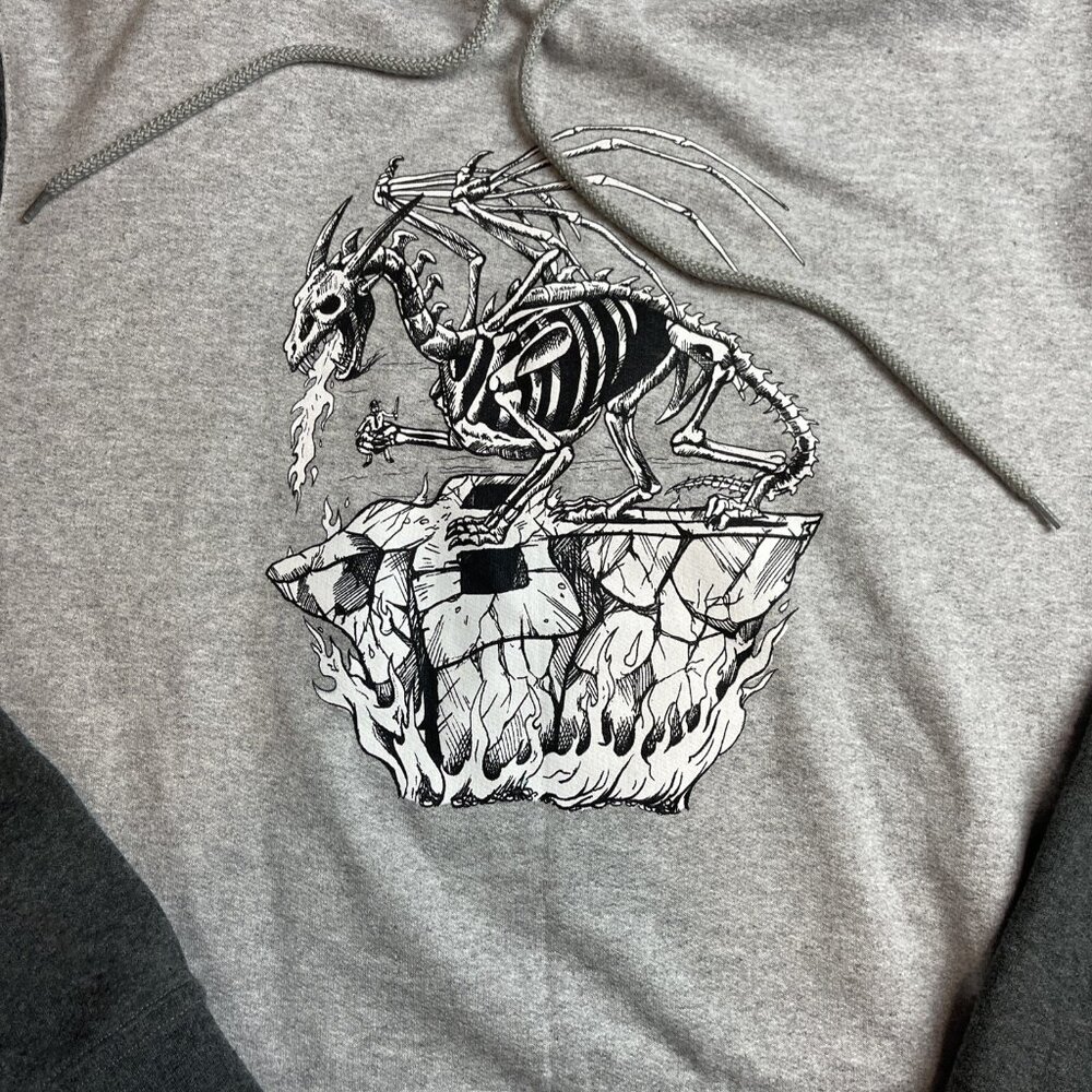 Y2K RDS Red Dragon Mens M Hoodie Skateboard Graphic Dragon Grey CANADA MADE - Picture 7 of 14